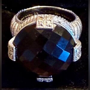 NEW Judith Ripka Sterling Faceted Black Onyx Ring Size 6